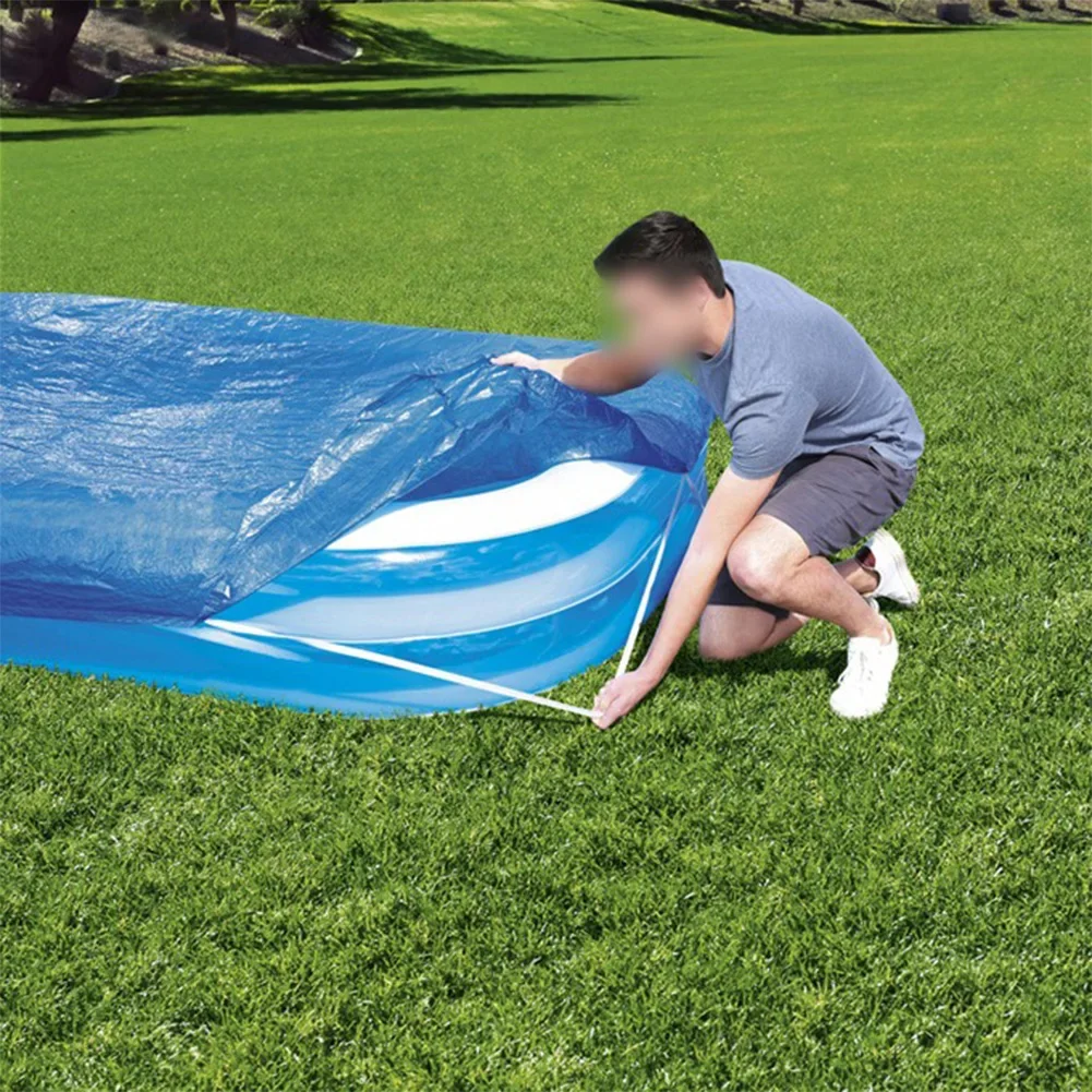 Couverture de piscine rectangulaire imperméable PE couverture de piscine pliable pour piscine hors sol couverture de piscine familiale pagaie extérieure avec robuste