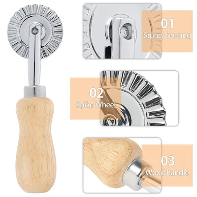 Manual Pasta Ravioli Stamp Maker dought Cutter Stainless Steel Sharp Blade Wood Multifunctional Kitchen Dumplings Handle Cutter