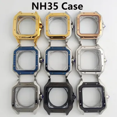 38mm NH35 Watch case Square Dial Roma Dial Watch Case Folding Buckle Square Case fit NH Series movement Watch tool
