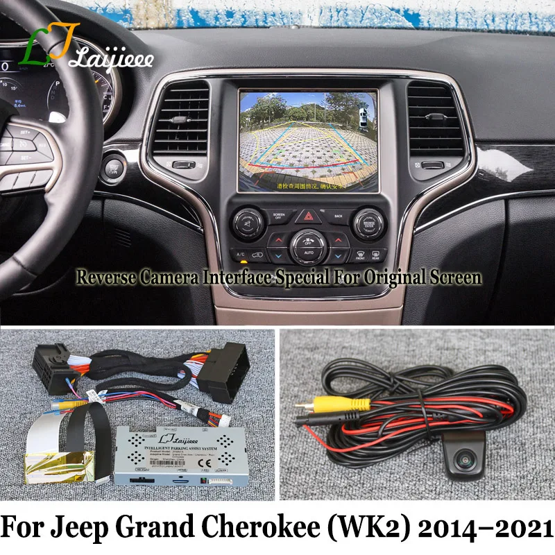 Stecker und Spielen Vorne Rückansicht Kamera Für Jeep Grand Cherokee WK2 Facelift 2014 ~ 2021 HD Nachtsicht Original bildschirm Kompatibel Image