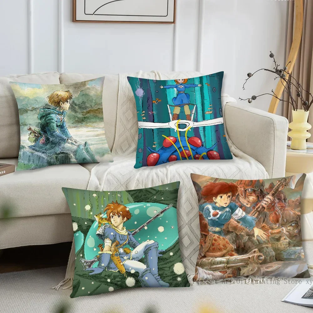 Bilibili Nausicaa Valley Wind Anime Kissenbezug, quadratisches Kissen, Schlafzimmer, Sofa, Freizeit, Komfort, Auto, Wohnzimmer, Heimdekoration, 40 x 40 cm Image