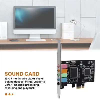 5.1 Internal Sound Card for Windows 10 with Low Profile Bracket, 3D Stereo PCI-E, CMI8738 Chip 32/64 Bit Sound Card PCIJAS