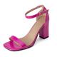 Lizoleor Block Heel Square Toe Patent Ankle Strap Women Sandals Buckle Wide Fit Summer Business Open Toe Party Rose-Red Size 7 UK/41