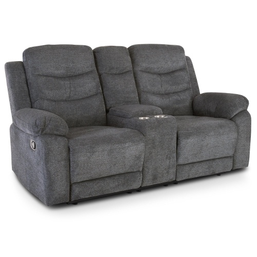 Kinosessel, 2er-Fernsehsessel mit Relaxfunktion, Liegefunktion Easy-Lift, Belastbarkeit je Sitzplatz 130 kg, Mikrofaser, in Dunkelgrau, Raburg Pixx Image