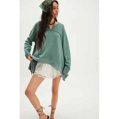 Cascade Sweatshirt at Free People in Bottle Green, Size: Small