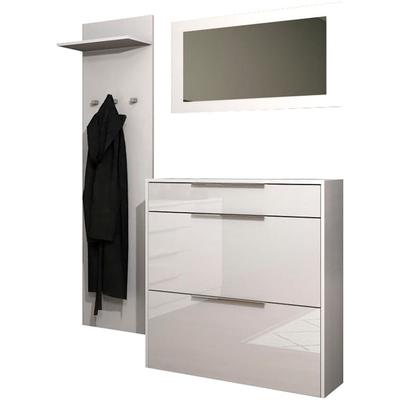 Garderoben-Set BORCHARDT MÖBEL, schwarz (schwarz matt), Türen weiß HG, Spanplatte, Kastenmöbel-Sets Image