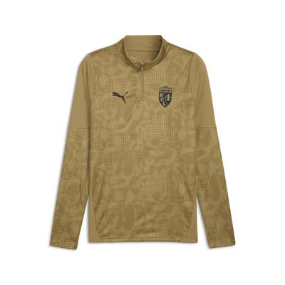 T-Shirt PUMA "RC Lens Trainingstop Herren", Herren, Gr. M, matte gold schwarz beige, Obermaterial: 100% Polyester, bedruckt, slim fit, Rundhals, Langarm, Shirts Image
