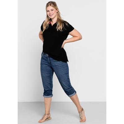 5-Pocket-Jeans SHEEGO, Damen, Gr. 56, Normalgrößen, blau (blau denim), 75% Baumwolle, 24% Polyester, 1% Elasthan, unifarben, 3/4-Länge, Jeans Image