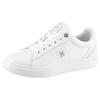 Sneaker TOMMY HILFIGER "ESSENTIAL ELEVATED COURT SNEAKER", Damen, Gr. 41, weiß, Leder, unifarben, sportlich, Schuhe, Freizeitschuh, Halbschuh, Schnürschuh mit TH-Schmuckelement