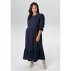 Jerseykleid ANISTON PLUS, Damen, Gr. 50, N-Gr, blau (marine), Cru00eape, Obermaterial: 98% Polyester, 2% Elasthan, Strukturmuster, modisch, figurumspielend knöchelfrei, Rundhals, Smokbündchen, Kleider, in trendiger Farbpalette - NEUE KOLLEKTION