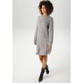 Strickkleid ANISTON CASUAL, Damen, Gr. 46, N-Gr, grau (graumeliert), Grobstrick, Obermaterial: 100% Polyacryl, Zopfmuster, gemustert, meliert, casual, figurumspielend kniefrei, Rundhals, Langarm Rippstrickbündchen, Kleider, im trendigen Muster-Mix -...