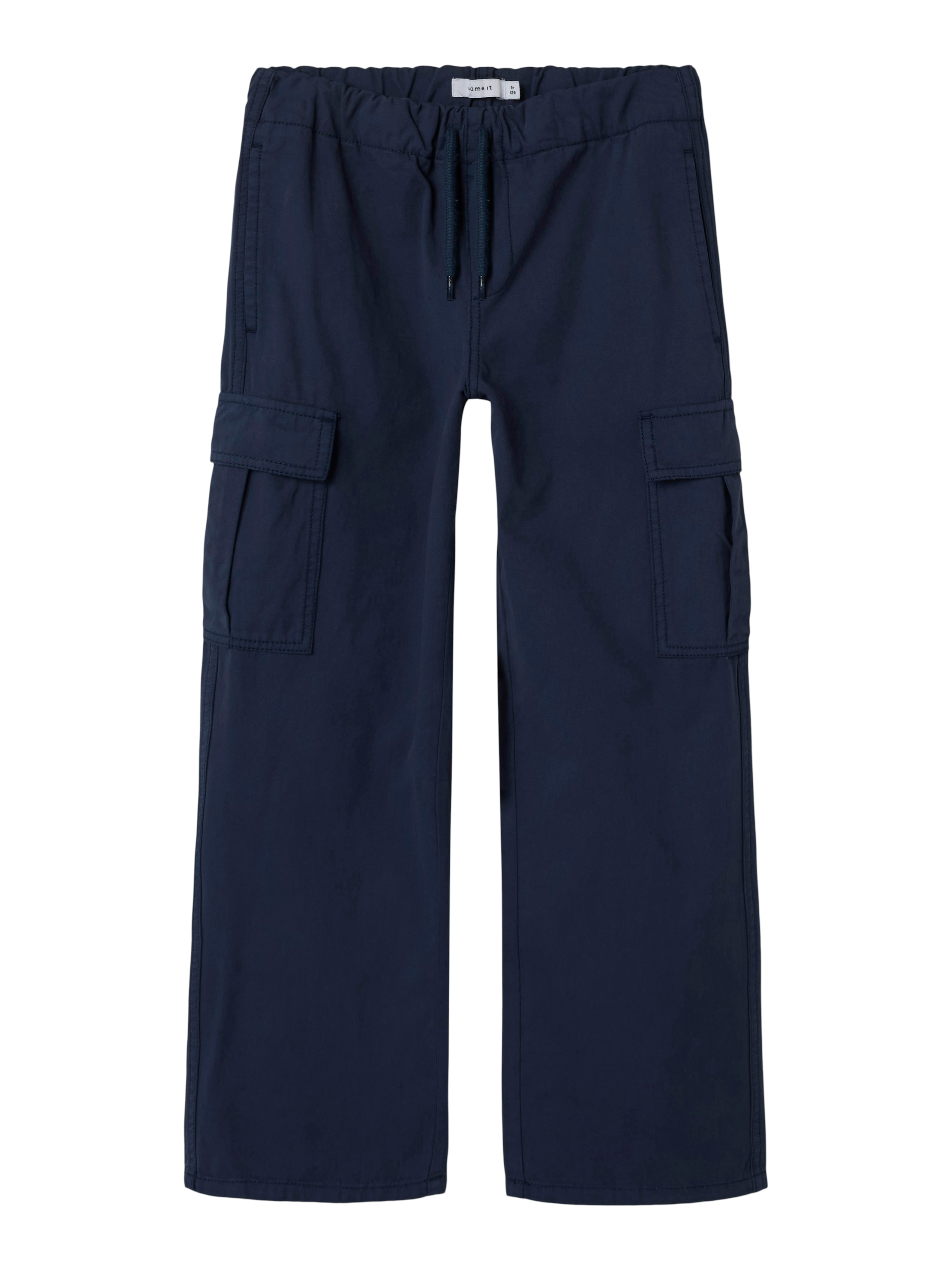 Cargohose NAME IT "NKMRYAN TWILL CARGO PANT S 5553-VA TB", Jungen, Gr. 158, N-Gr, blau (mood indigo), Web, Obermaterial: 100% Baumwolle, unifarben, straight fit knöchellang, Hosen Image