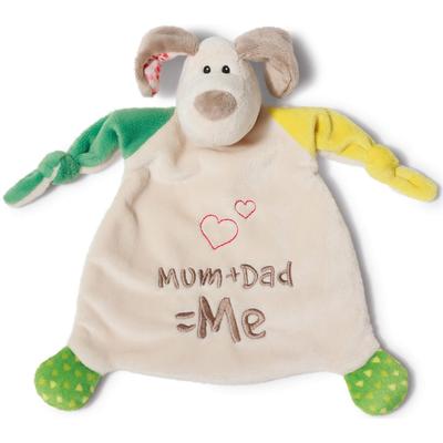 Schmusetuch NICI "My First NICI Kollektion, Hund Fino, Mum+Dad=Me", Baby, bunt, Polyester, Schnuffeltücher, mit aufgestickten Augen