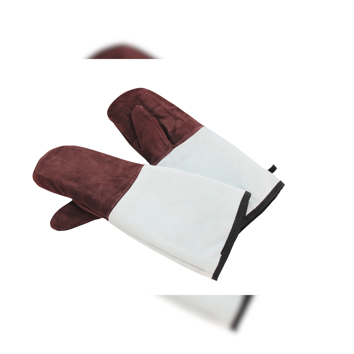 Schneider - Backhandschuhe Leder mit Stulpen LADY-Größe, 450 mm, braun, mit Stulpen-grau Image