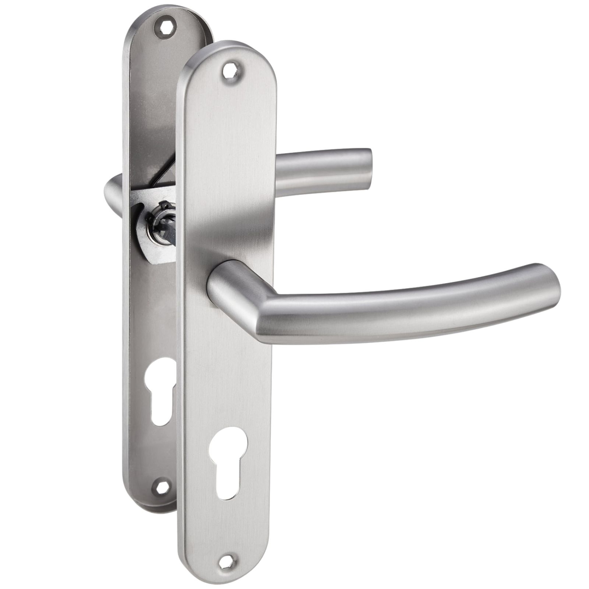 ID Dinkel Drückergarnitur Langschild Renovierungsgarnitur Edelstahl gebürstet LIA PZ - Profizylinder Image