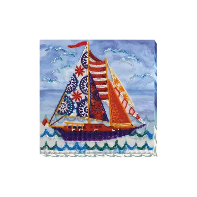 Perlen-Stickbild Segelschiff, 20 x 20 cm Image