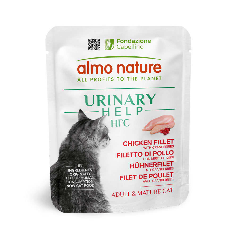 Almo Nature HFC Urinary Help 24 x 50 g Cibo umido per gatti - Filetto di pollo con mirtilli rossi