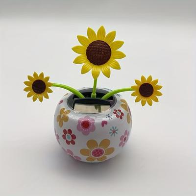 TEMU Intelligent Sensing Swaying Sunflower Shaking Head Float Interior Decoration Car Ornament Image