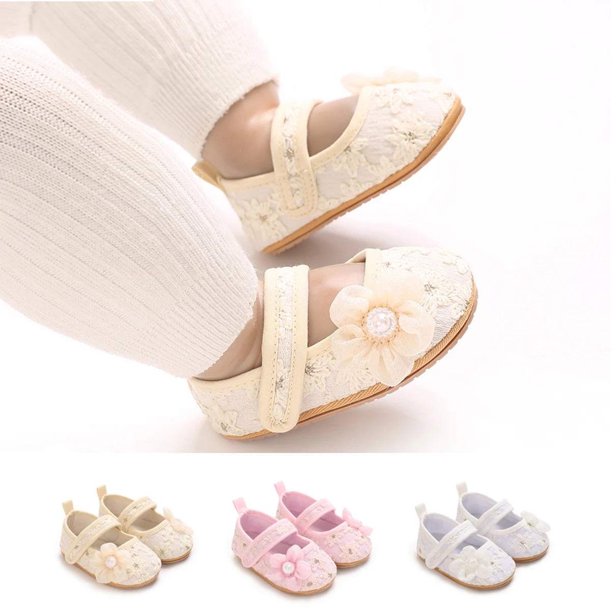 „Mary Jane-Flats für Babys | Rutschfeste Lauflernschuhe | PU-Leder-Kleiderschuhe mit Schleife (Neugeborene – 18 Monate)“ ​ Image