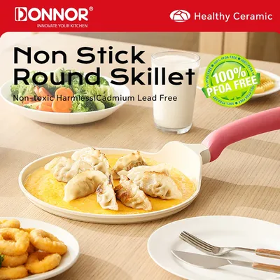 DONNOR Nonstick Crepe Pan Flat Skillet Tortilla Pan with Granite Coating Round Griddle Pancake Pan with Stay-Cool Handle JT461