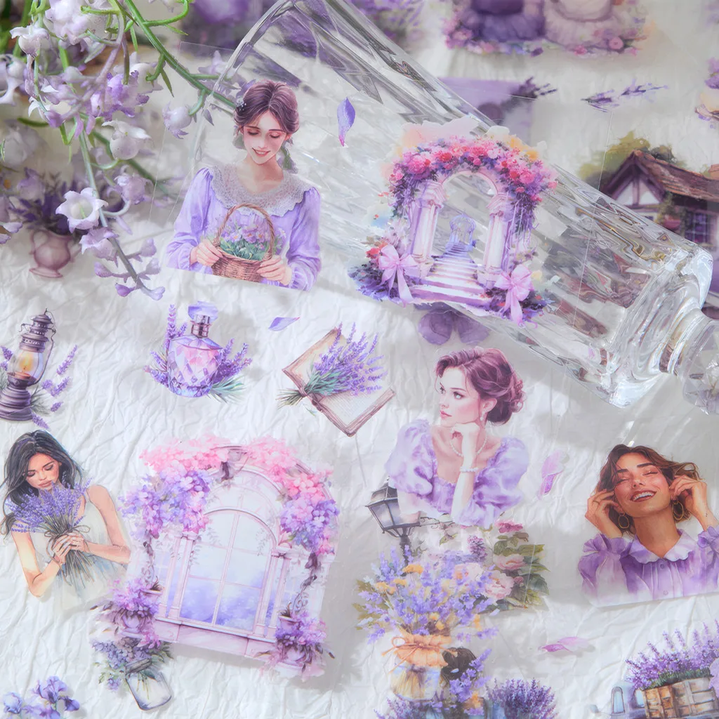 20 Blatt Vintage-PET-Aufkleber mit Charakter-Thema, Kreativität, selbstklebend, DIY-Aufkleber, handgefertigt, dekoratives Junk-Journal-Zubehör Image