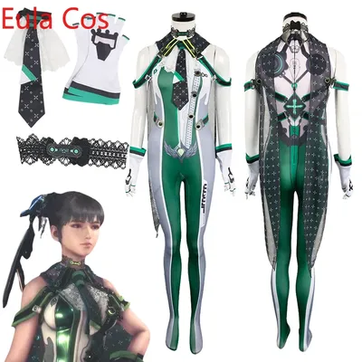 Eve cosplay grün fantasia kostüm spiel stellare klinge roleplay overall handschuhe krawatten outfits frauen halloween party anzug Image