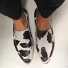 Turnschuhe Schuhe Frauen Spitz 40-43 Flach Mund Kuh Muster Große Größe Casual Einzelnen Schuhe für Frauen zapatos de mujer