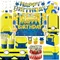 Gelbe Jeans Geburtstag Party Dekorationen Geschirr Set Tischdecke Hintergrund Banner Teller Tassen für Kinder Geburtstag Party Supplies