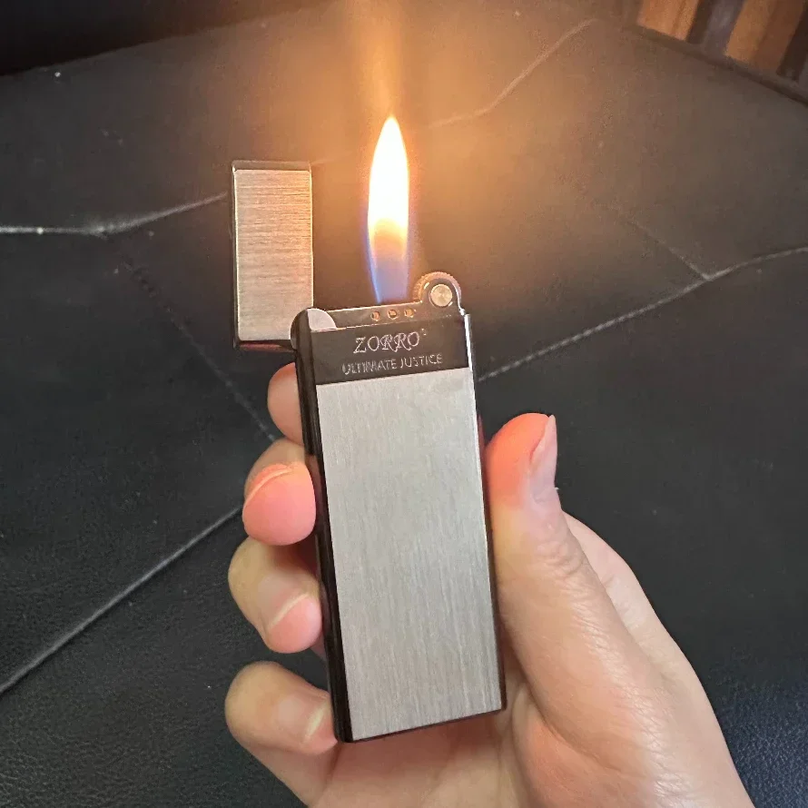 Zorro 636 Metall Ultra-Dünnes Butan-Gas Aufblasbares Schleifrad-Feuerzeug Urlaubsgeschenk Raucherzubehör Kleine Werkzeuge für Männer Image