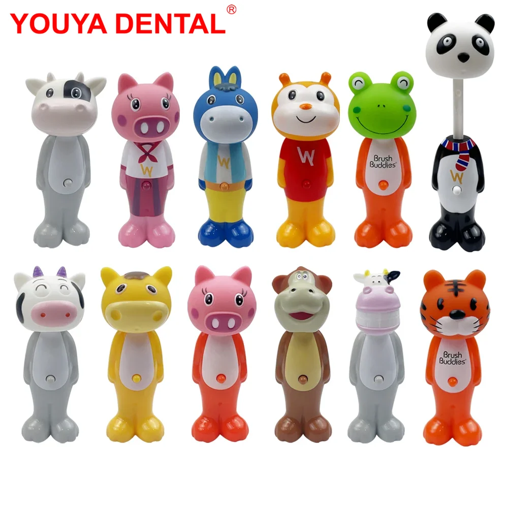 1 stücke Kinder Zahnbürsten Weichen Borsten Kind Zahnbürste Niedlichen Tier Geformt Kinder Zahn Reiniger Versenkbare Bounce Up Zähne Pinsel Image