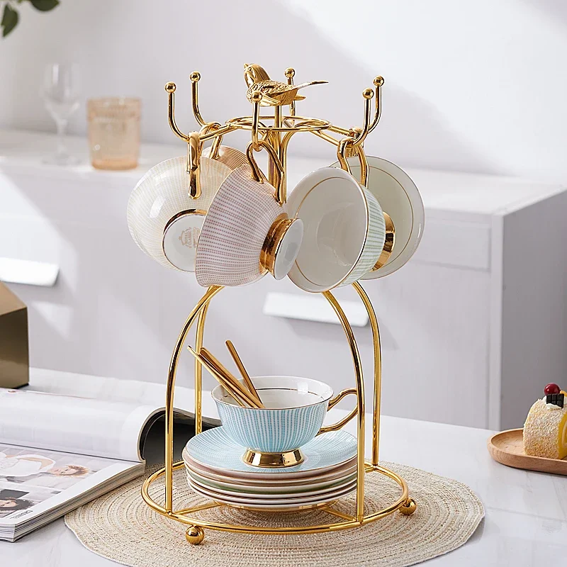 Bone China Teetasse Löffel Set 200 ml Eleganter Kaffee Gold Porzellan Keramik Teetasse Café Espresso Britische Tasse Image