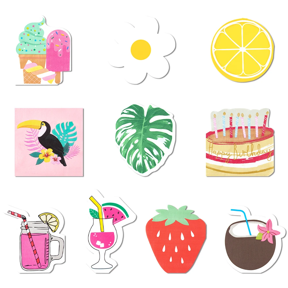 20 Stück Sommerserie Eiscreme Erdbeere bedrucktes Einweggewebe, dekoratives Geschirrgewebe für Geburtstagsfeiern Image