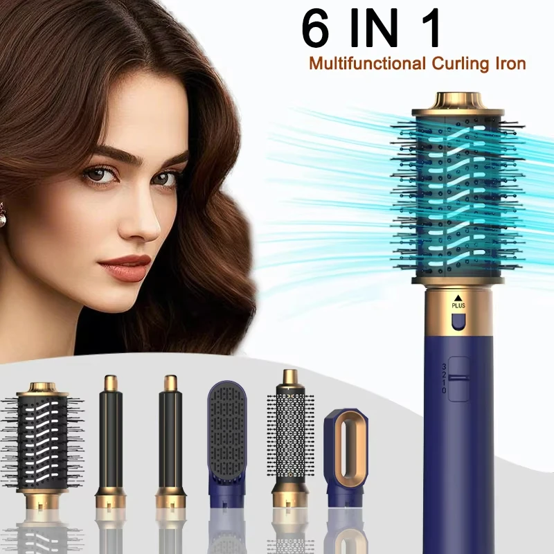 6 in 1 Haartrockner Bürste Heißer Kamm Set Professionelle Lockenstab Haarglätter Styling Werkzeug Negative ionen Haartrockner Haushalt Image
