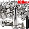 10-100 Stück Silber Kegel Spikes Metall Spike Screwback Nieten DIY Handwerk Coole Punk Kleidungsstück Dekoration Kleidung Schuhe Tasche Nagelnieten