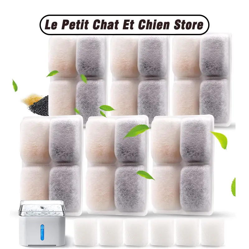 Katzen-Wasserbrunnenfilter, Ersatzfilter für Haustierbrunnen mit Kokosnuss-Aktivkohle, geeignet für 2 l Wasserspender