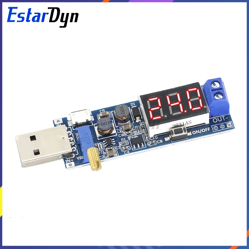 Estardyn Boost Buck Converter USB Step UP/Down Netzteilmodul DC-DC 5V bis 3,3V / 12V einstellbarer Ausgang DC 1,2V-24V Image