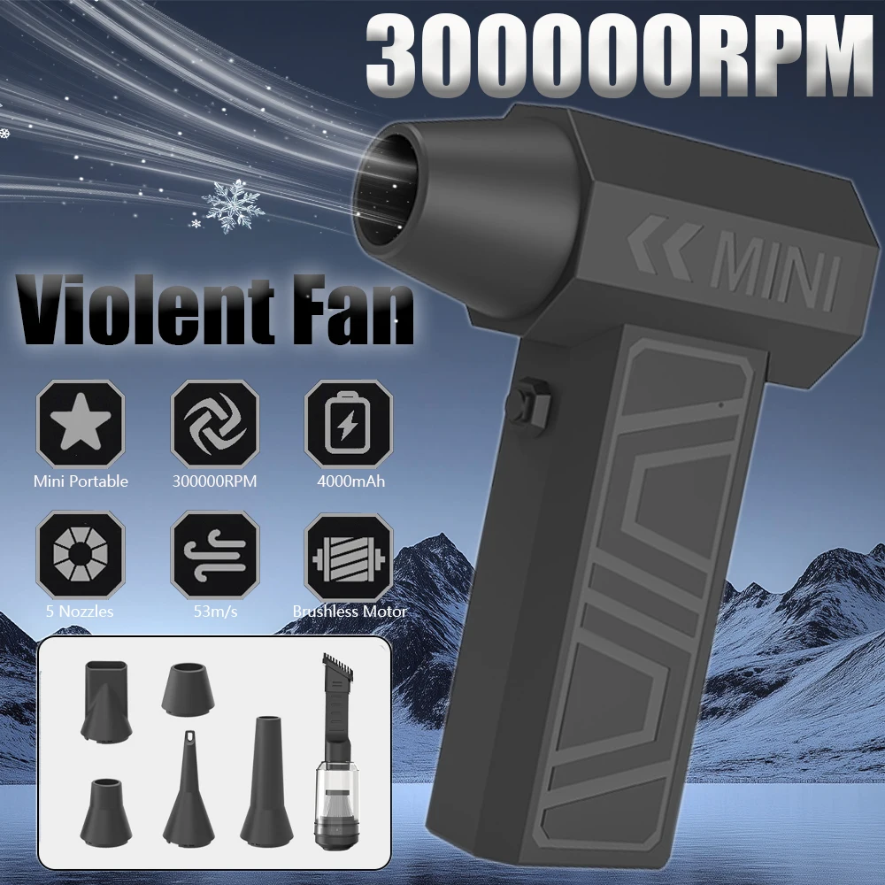 X3S Neuer leistungsstarker Turbofan 300000 U/min Violent JetFan mit 5 Düsen Akku-Luftgebläse Bürstenloser Motor Staubgebläse Reinigungswerkzeuge Image
