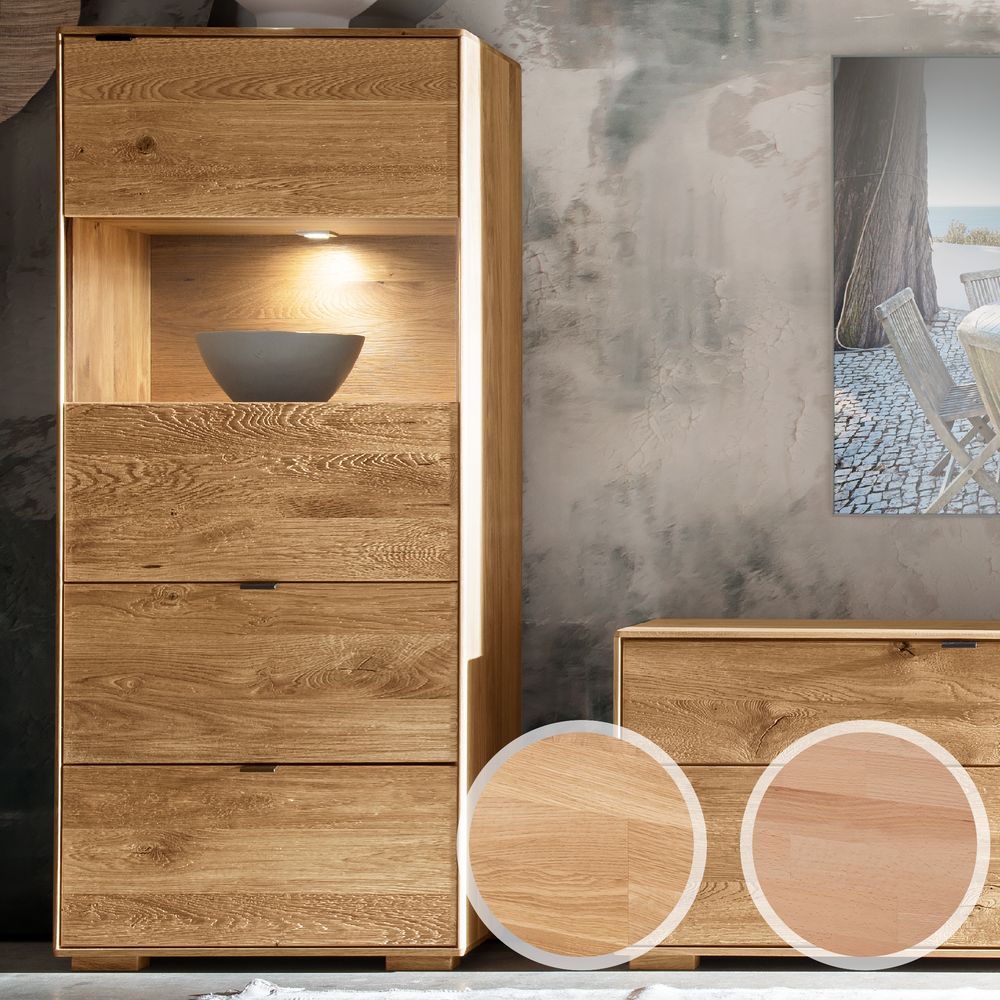 Massivholz »Zerro« Vitrine II Kernbuche / Anschlag rechts / ohne Beleuchtung Image