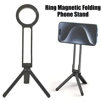 Alloy Phone Tripod Carabiner-Mounted For iPhone Portable Dual-sided Magnetic Tripod Desk Mount Phone Handle Holder Vlog Video