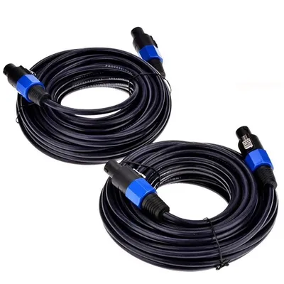 HOT SALE 2 Pack 25 Ft Male Speakon To Speakon Cables, Professional 12 Gauge AWG Audio Cord DJ Speaker Cable Wire With Twist Lock