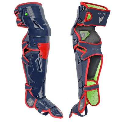 All Star MVP-Pro Adult Baseball Catcher's Leg Guards Navy/Scarlet