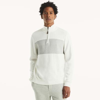 Nautica Men's Colorblock Quarter-Zip Sweater Sail White, L