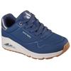 Sneaker SKECHERS "UNO GOLDEN AIR", Damen, Gr. 42, blau (navy), Lederimitat, sportlich, Schuhe, Freizeitschuh, Halbschuh, Schnürschuh mit Metallic-Einsatz
