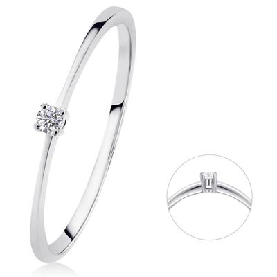 Diamantring ONE ELEMENT "0,03 ct Diamant Brillant Ring aus 585 Weißgold" Gr. 50, silber, Fingerringe, Damen, 50, 0,03 ct mit Diamant, Weißgold 585-Gold-Diamanten, Weißgold 585, Gold, Diamanten, ein Hauch von Luxus für den Alltag Image