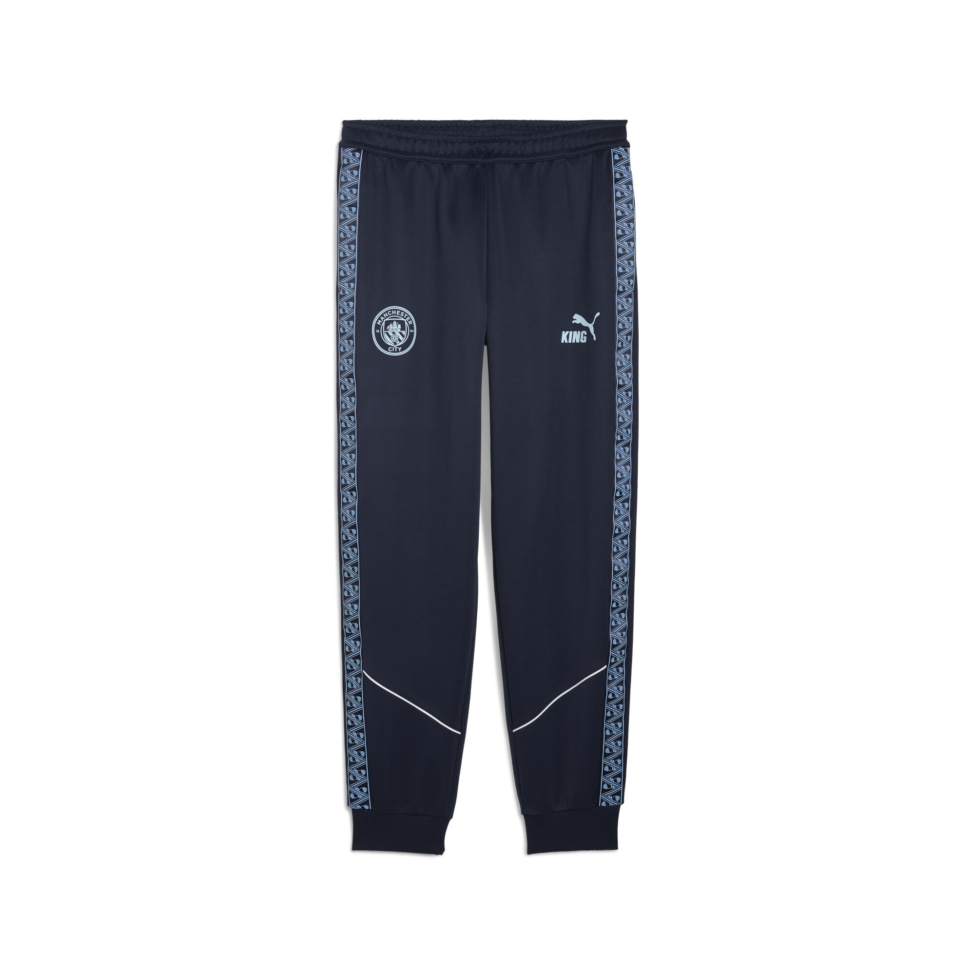Sporthose PUMA "Manchester City KING Anthem Hose Herren", Herren, Gr. XL, Normalgrößen, blau (deep navy team light blau), Obermaterial: 37% Baumwolle, 63% Polyester; Taschenfutter: 100% Polyester; Rippe: 7% Elasthan, 93% Polyester; Besatz: 100%... Image