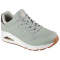 Sneaker SKECHERS "UNO GOLDEN AIR", Damen, Gr. 36, grün (sage grün), Lederimitat, sportlich, Schuhe, Freizeitschuh, Halbschuh, Schnürschuh mit Metallic-Einsatz, Topseller