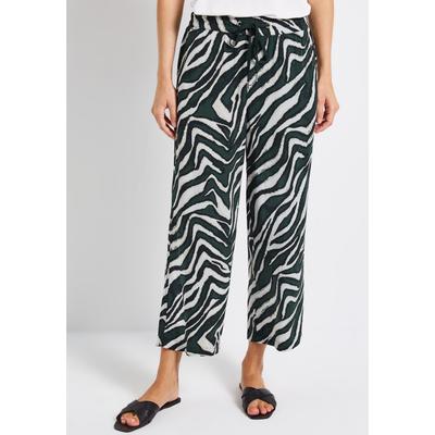 Stoffhose STREET ONE "Style Emee", Damen, Gr. 38, Länge 26, pine grove grün, Web, Obermaterial: 100% Viskose, bedruckt, casual, 7/8-Länge, Hosen, mit elastischem Bund und Tunnelzug, mit grafischem Muster Image