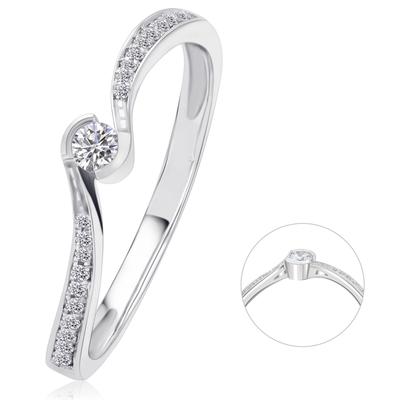 Diamantring ONE ELEMENT "0,10 ct Diamant Brillant Memoire" Gr. 57, silber, Fingerringe, Damen, 57, 0,1 ct, Weißgold 585-Gold-Diamanten, Weißgold 585, Gold, Diamanten, mit Center Ring – aus 585 Weißgold – ein ausdrucksstarkes Schmuckstück für jeden... Image