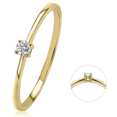 Diamantring ONE ELEMENT "0,07 ct Diamant Brillant Ring aus 585 Gelbgold" Gr. 58, gold, Fingerringe, Damen, 58, 0,07 ct mit Diamant, Gelbgold 585-Gold-Diamanten, Gelbgold 585, Gold, Diamanten, edles Design – modisch & dezent zugleich Image