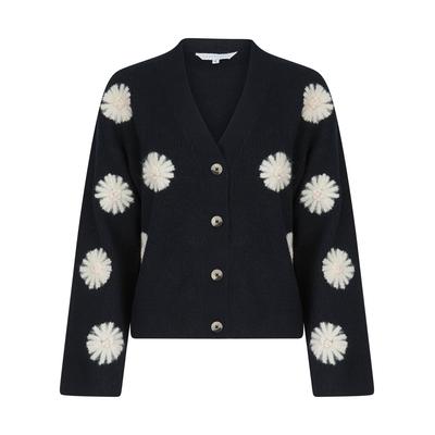 Cardigans Strawflower Women's Drop Shoulder Embroidered V-Neck Rib Knit Cardigan in Sky Captain Navy - Amara Reya / XL - Tokyo Laundry